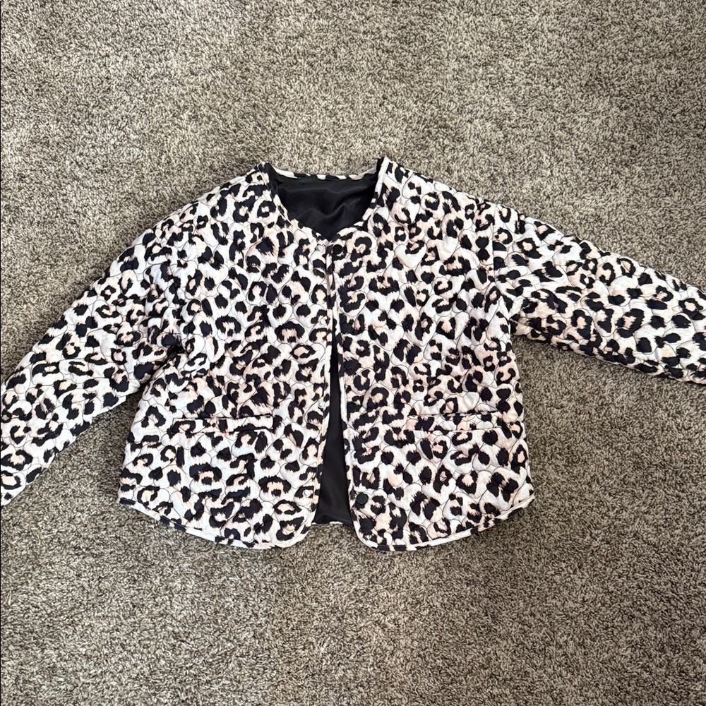 Chic Leopard Print Kids Puffer Jacket